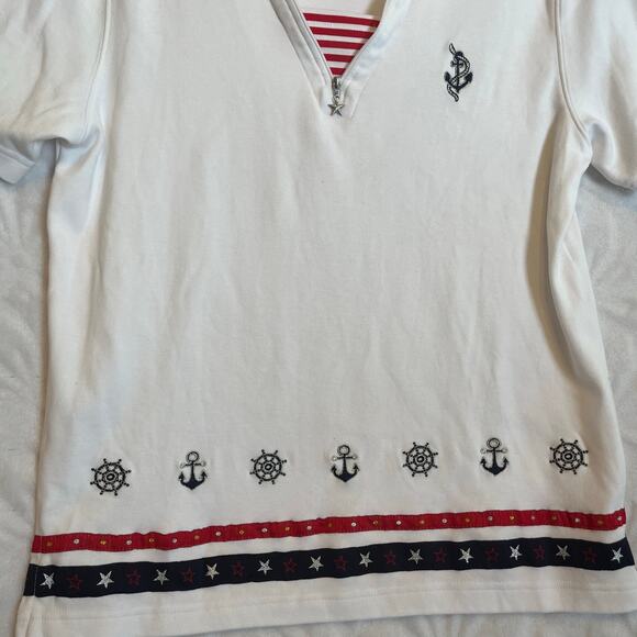 Allison Lane XL Sailing Theme Red White and Blue Stars patriotic Stars - Picture 3 of 6
